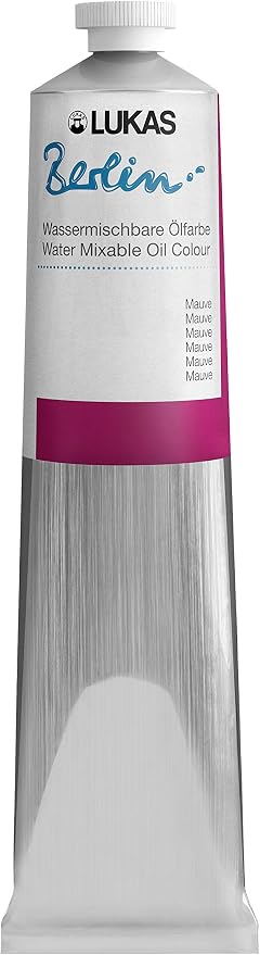 Lukas Berlin Pro Artists Water Mixable Oil Paint 200 ml Tube Mauve, Water Soluble, Lightfast Pigments, Quick Drying, Easy Clean-Up, Eco-Friendly, Professional Quality, 40 Color Range