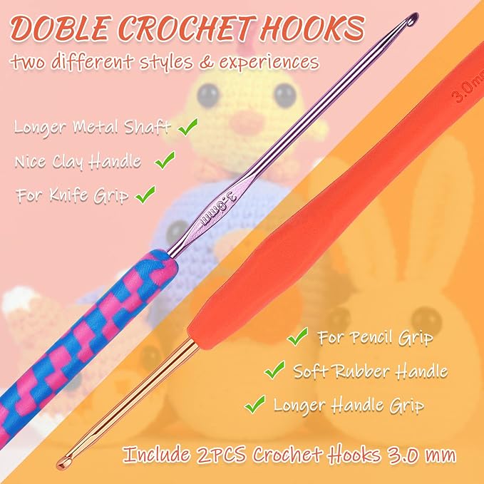 Coopay Crochet Kit for Beginners Adults w/Step-by-Step Tutorial | 4 in 1 Crochet Animal Kit - Penguin, Chick, Rabbit & Fox, Crochet Starter Kit-Include Everything Needed to Start