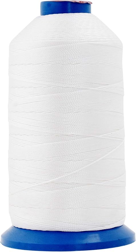Mandala Crafts Size 92 280D T90 White Bonded Nylon Thread, 1100 YDs