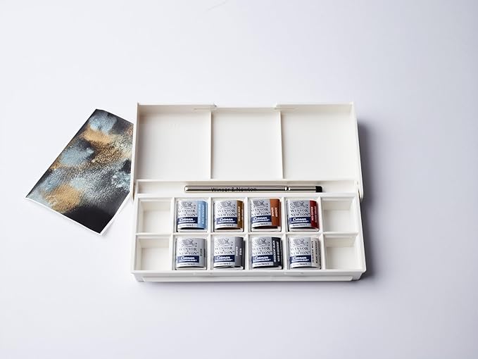 Winsor & Newton Cotman Watercolor Paint Set, 8 Half Pan, Metallic Set | Introductory Watercolor made with Fine Art Pigments, Perfect for Beginners, Lightfast & Permanent, Good Tinting Strength