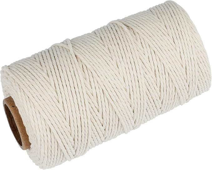G2PLUS White String,2MM 328Feet Beige Cotton Twine for Crafts & Cooking | Natural White Cotton,for Crafts, Butchers, Cooking, Beige Gift Wrapping Twine for Home Decor