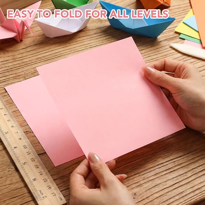 20 Colors Origami Paper 6 × 6 In, 200 Sheets Oragami kit for Kids Ages 8-12 | Square Origami Paper, Easy to Fold, Colorful Crafts for Handmade Projects, Folding, Diy Party Decor & Back to School Gifts