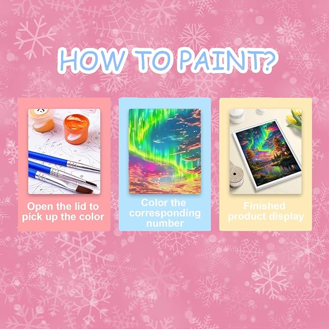 HITO Landscape Paint by Numbers Kit for Adults, Adult Paint by Number Kits | Aurora Paint by Numbers for Adults Beginner, Paint by Numbers for Gift Home Wall Decor 16x20 inch Frameless