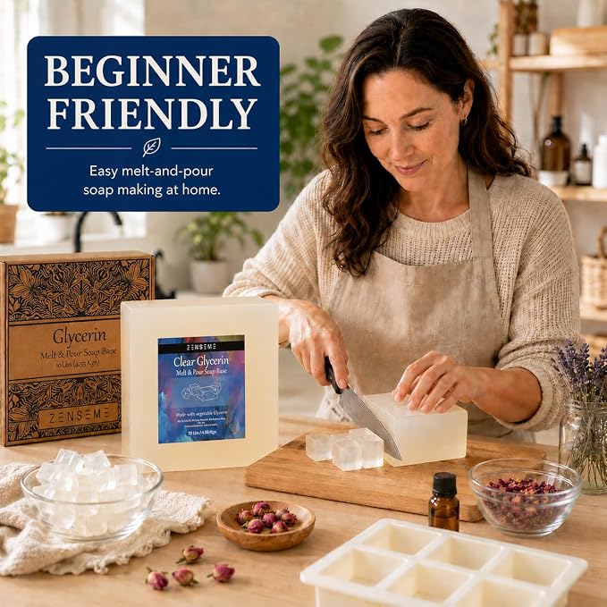10 LBS Glycerin Soap Base, Melt and Pour Supplies Kit for Soap Making | SLS/SLES & PEG free | Gentle & Foamy Ingredients | Make Your Own Bulk For Adult Soapmaker - Easy to Cut