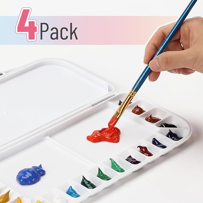 Mr. Pen- Airtight Watercolor Palette with Lid, 4 Pack | 18 Wells & 2 Mixing Areas, Lightweight Sealing Paint Palette for Travel, Painting, Watercolor Mixing