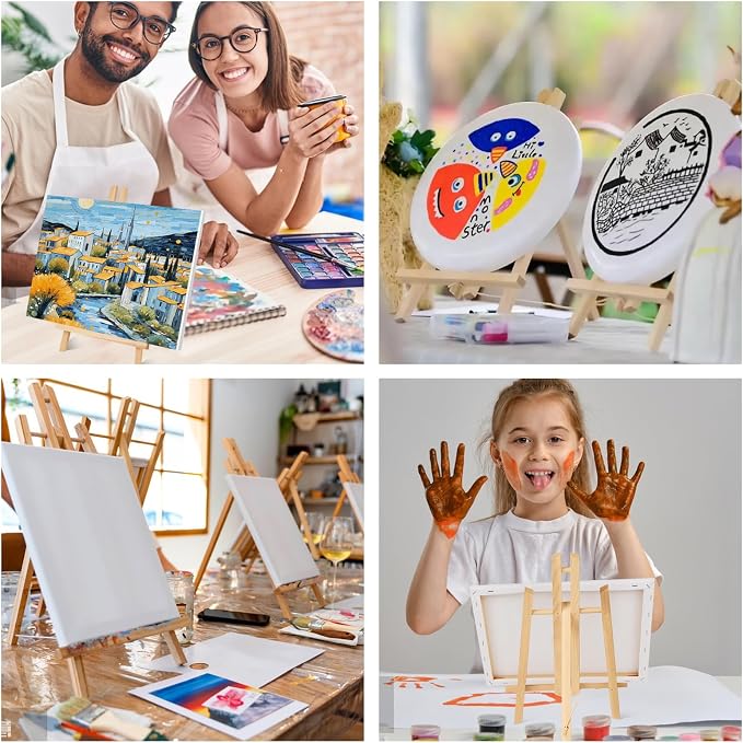 ESRICH 2 Pack 11.8" Wood Easels, Tabletop Easel for Painting | Painting Party, Displaying Canvas, Kids Student Table School Desktop, Portable Canvas Photo Picture Sign Holder