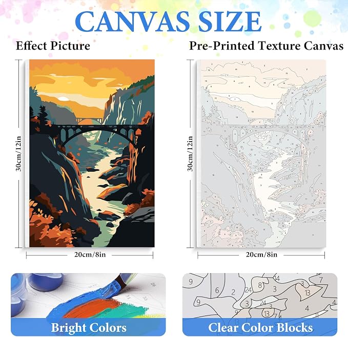 4 Pack National Park Paint by Numbers Kit for Adults Framed, Landscape Paint by Number Kits with Frame, DIY Acrylic Watercolor Adult Paint by Number Kits on Canvas for Home Decor Gift 8x12 Inch