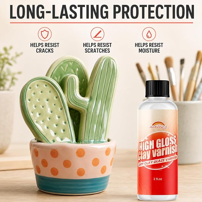 Clay Glaze, Air Dry & Polymer Clay Glaze Sealer & High Gloss Clear Varnish