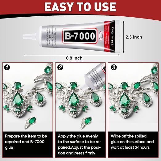 2 PCS 110ml B7000 Rhinestone Glue Clear, Bedazzling Glue for Craft, Jewelry