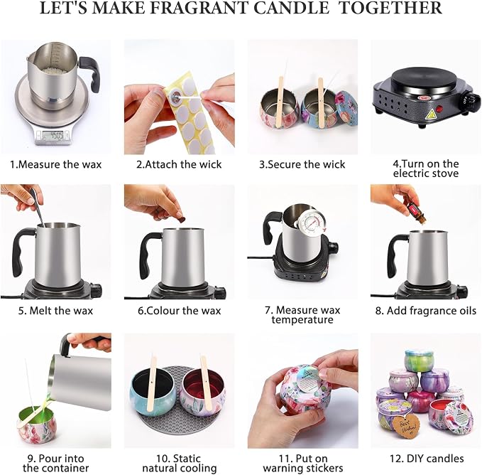 SAEUYVB Candle Making Kit,Candle Making Kit for Adults with Wax Melter | Complete Soy Wax Candle Making Supplies,Perfect for Making Exquisite Candles as Gifts for Birthdays,Mother's Day,Christmas