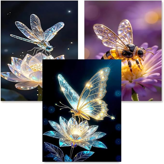 askkqtx 3 Pack Butterfly Diamond Art Kits for Adults Beginners 12x16 Inch