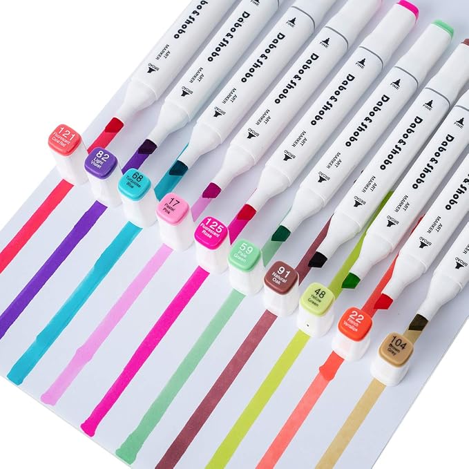 Dabo&Shobo 80 Colors Alcohol Markers, Dawing Marker, Dual Tip, Fine & Chisel Coloring Marker For Adult Coloring And Sketching
