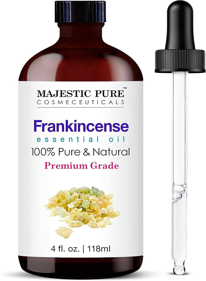 Majestic Pure Frankincense Essential Oil for Diffuser - 4 Fl Oz | 100% Pure and Natural - Essential Oils with Glass Dropper for Aromatherapy, Soap and Candle Making, Massage, Frankincense Oil