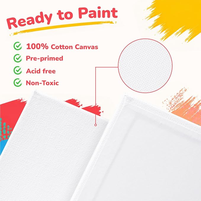 100 Pack 9x12 Inch Canvas Boards for Painting, Canvas Panels, 100% Cotton | White Blank Canvas Boards for Painting, Art Supplies Paint for Acrylics Oil Watercolor Tempera Paints