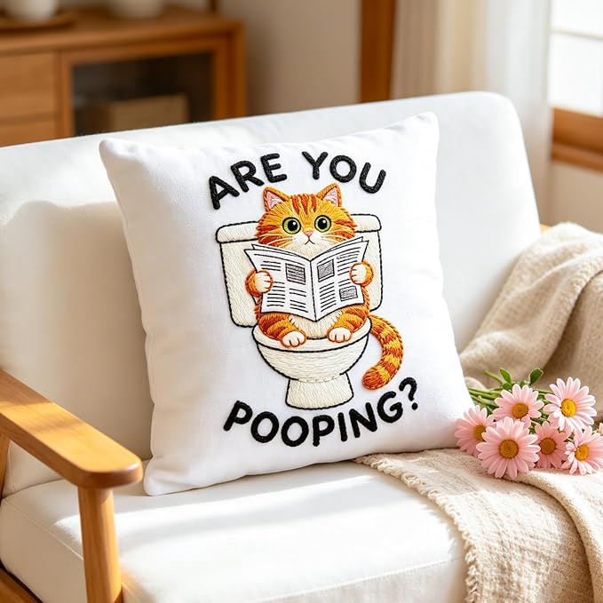 BEUNITONE 4 Pack Beginner Embroidery Kit for Adults, Funny Animal Pre-Stamped Pattern Needlepoint Kits with Hoop, Tools & Instruction, 7.9"x7.9" Hand Embroidery Kits for Fabric and Home Decor