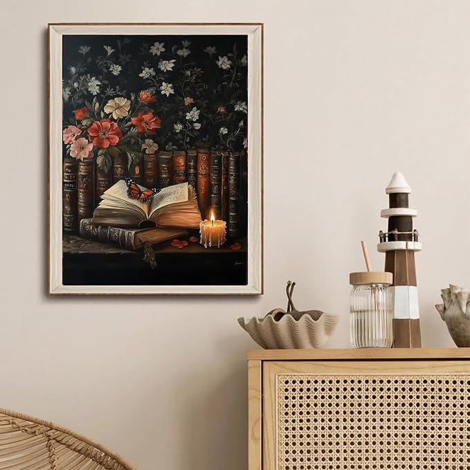 DAZZLEDOTS Retro Book Diamond Painting Kits, Vintage Floral Diamond Art