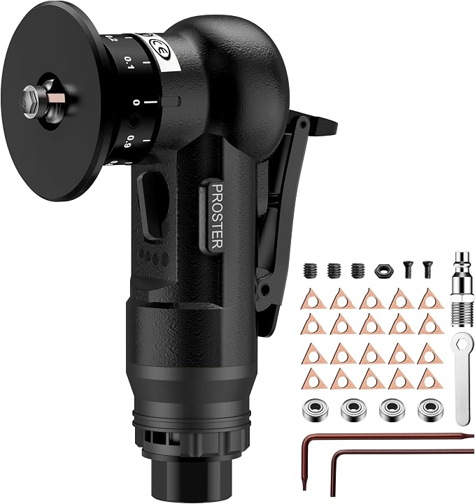 Proster Pneumatic Chamfer Air Deburring Tool 30000 RPM 22Pcs Dual-Blade