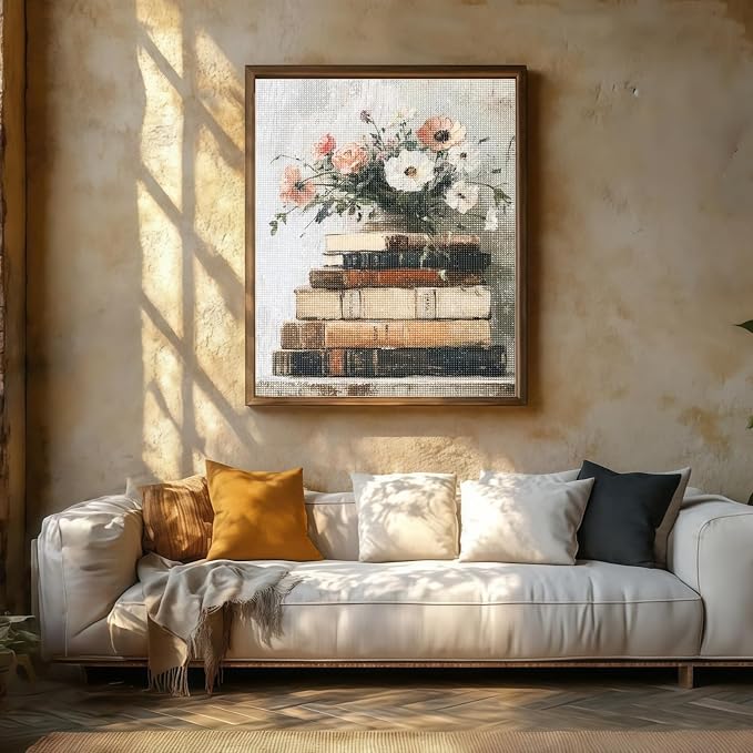 Diamond Art Kits for Adults,Book and Flower 5D Diamond Painting Kits | DIY Paint By Diamonds,Full Drill Round Diamond Dot Gem Art Painting, Relaxing for Home Wall Art Decor, Gift,11.8 X 15.7 inch