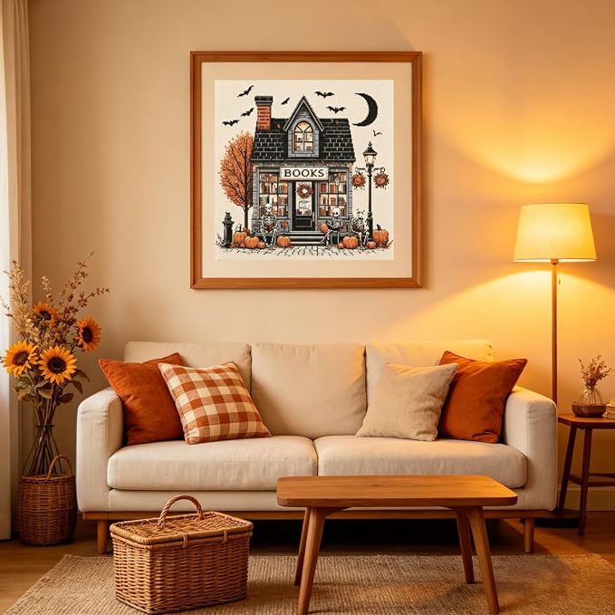 Halloween Bookstore Diamond Painting Kits for Adults,Book Diamond Art Kits