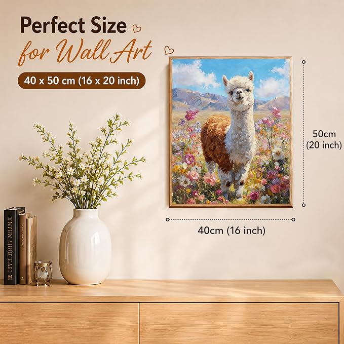 AUKELHJ Paint by Numbers Kit for Adults Beginner, Alpaca, 16X20 Inch | Paint by Number for Adults, Beginner Friendly, High-Definition Color Canvas, Stress Relief, Home Decor, Gifts, Unframed