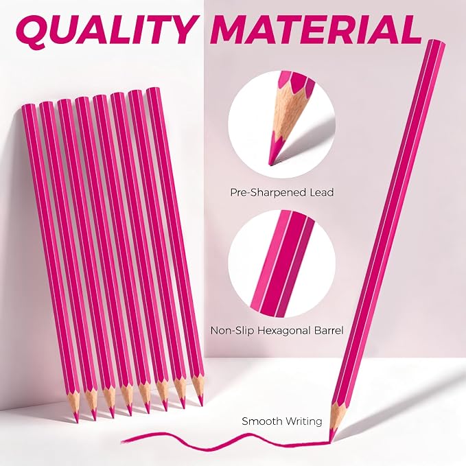 20 PCS Pink Colored Pencils, Pre-sharpened Professional Wooden Art Pencils Set for Artists Painting | Premium Drawing Sketching Supplies