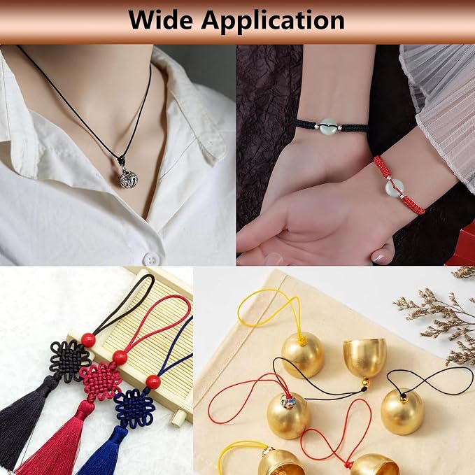 LUSTEMBER 2 mm x 330 Feet Satin Nylon Cord, Silky Smooth Nylon String for Jewelry Making Bracelet Necklaces Beading Thread Rattail Macrame Kumihimo Chinese Knot Craft