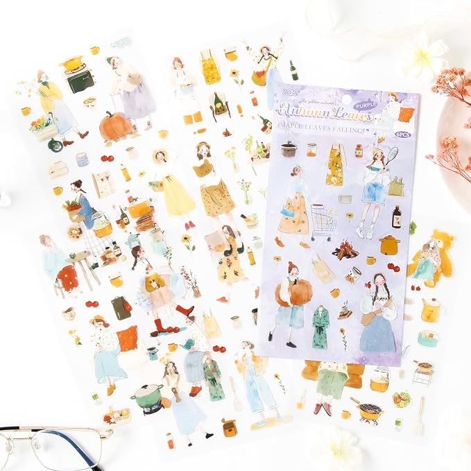 560 Pcs Planner Stickers for Scrapbooking Bullet Journal Diary Notebook Collage Card Making, 24 Sheets Transparent PET Stickers