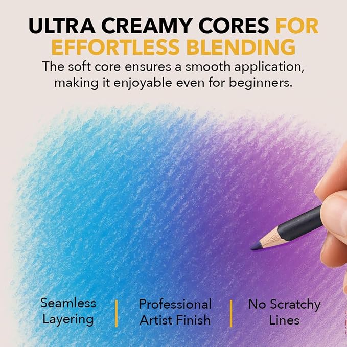 Castle Art Supplies 72 Colored Pencils for Adults - Professional Quality | For artists, professionals, and adult colorists - rich, creamy, soft core leads - sturdy zipper case for easy carrying