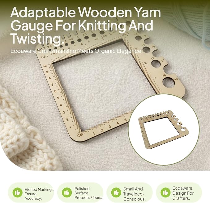 Wood Knitting Gauge Rulers Wooden Knitting Pin Gauge, Crochet Accessories, DIY Craft Designers Household Artists Crochet Hook, Style A