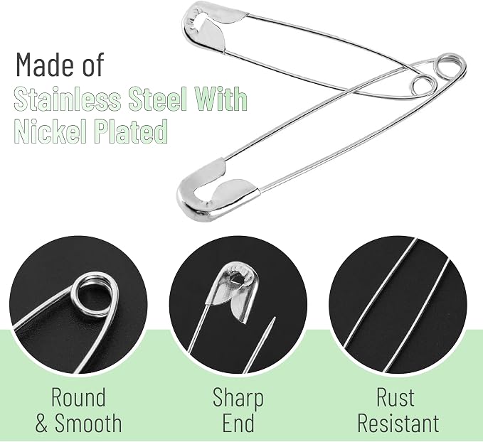 Mr. Pen- Extra Large Safety Pins, 4 Inch, 50 Pack, Silver