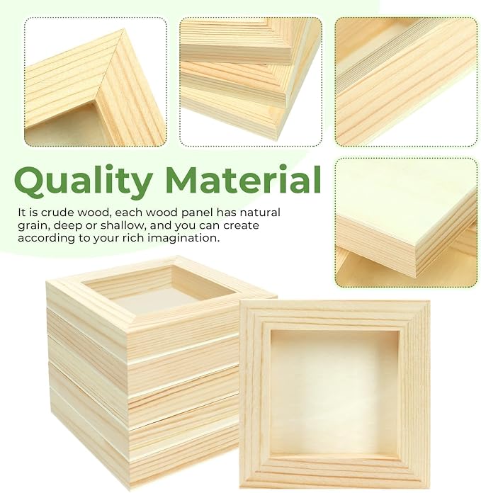 FSWCCK 10 Pack 4 x 4 inch Wood Panel Boards, Unfinished Wood Canvas Panels for Crafts, Painting Canvas, DIY Art Projects, Pouring, Arts Use with Oils, Acrylics