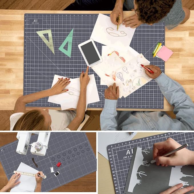 Headley Tools Thickened 24 x 36 Inch Self Healing Cutting Mat, Durable A1 Double Sided 5-Layer Craft Cutting Board for Fabric, Quilting, Sewing, Hobby, Scrapbooking, Arts and Crafts Project, Dark Gray