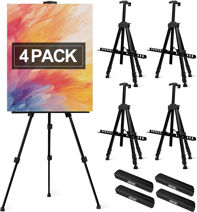AROIC 4 Pack Painting Display Easel Stand Portable Adjustable