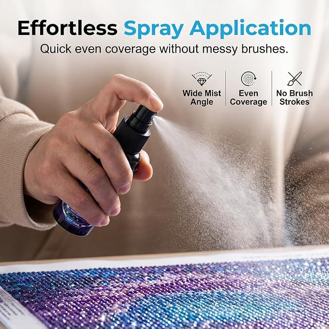 Diamond Art Sealer, 2027 New Diamond Painting Sealer Spray, 100ml Quick Dry Gloss Finish Sealant for Diamond Art, Clear Protective Coating to Secure Drills (30ml*3 (1.01 fl oz))