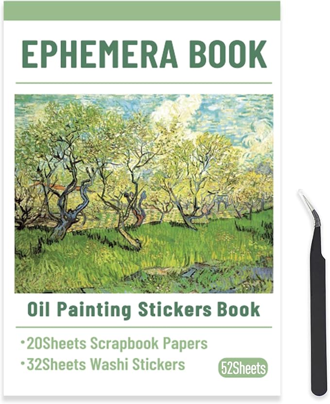 PRSTINCOL Oil Painting Sticker Book, 52 Sheets 500+ Scrapbook Stickers, Vintage Oil Painting Aesthetics Stickers for Adults and Teens, Junk Journal Supplies for Scrapbooking Journaling DIY