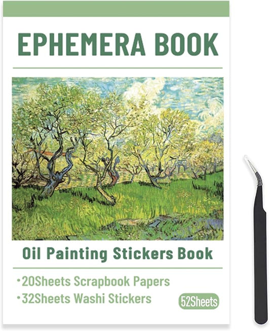 PRSTINCOL Oil Painting Sticker Book, 52 Sheets 500+ Scrapbook Stickers, Vintage Oil Painting Aesthetics Stickers for Adults and Teens, Junk Journal Supplies for Scrapbooking Journaling DIY