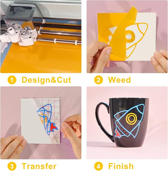 Lya Vinyl 65 Pack Permanent Vinyl, Self Adhesive Vinyl Sheets for Cutting Machine, Permanent Outdoor Sheets for Party Decoration, Sticker, DIY Mug, Car Decal