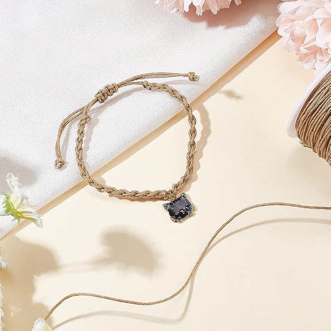 PH PandaHall 100 Yards 1mm Waxed Cotton Cord Thread Beading String Waxed Craft String Bracelet Strings for Bracelet Necklace Making Crafting Beading Macrame Vase Decor, Burlywood