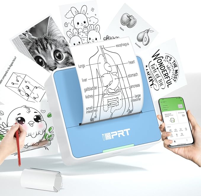 iDPRT Mini Sticker Portable Printer with 1 Roll Sticker Paper