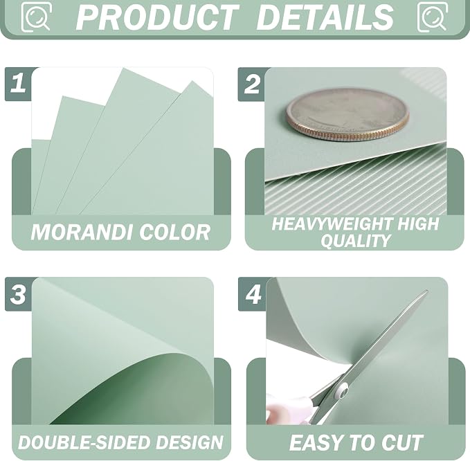 12x12 Inch Sage Green Cardstock 20 Sheets 250GSM/92LB Card Stock