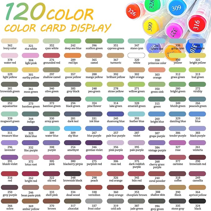120 Colors Acrylic Paint Markers, Water-Based Colored Paint Pens, Brush Tip Markers with Direct-Liquid Ink Control System, Markers Set for Pumpkin Decorating, Rock, Fabric, Wood, Wood, Art Supplies