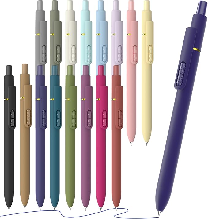 16 Pack Blue Gel Pens with Fidget, 0.7mm Quick-Drying Blue Ink