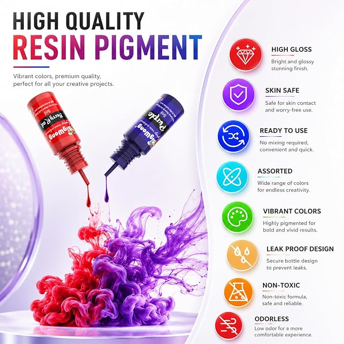 Epoxy Resin Pigment - 36 Color Liquid Translucent Colorant, Highly Concentrated Dye for DIY Jewelry Making, AB Coloring Paint, Craft 6ml Each