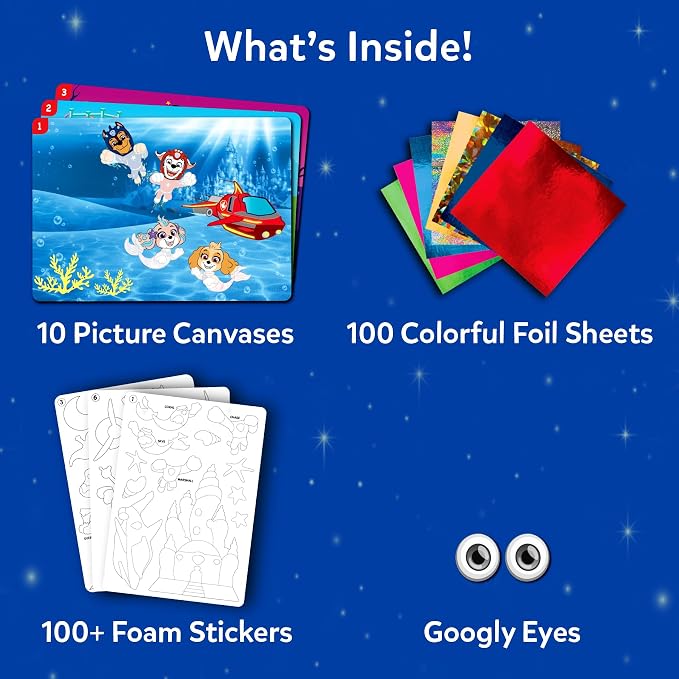 Skillmatics Foil Fun, PAW Patrol, Foil Art & Craft Activity, Gift for Kids | Travel Toy, Mess-Free, 100+ Stickers, DIY Decor, For Fans of Chase, Marshall, Skye, Girls & Boys Ages 4, 5, 6, 7, 8, 9
