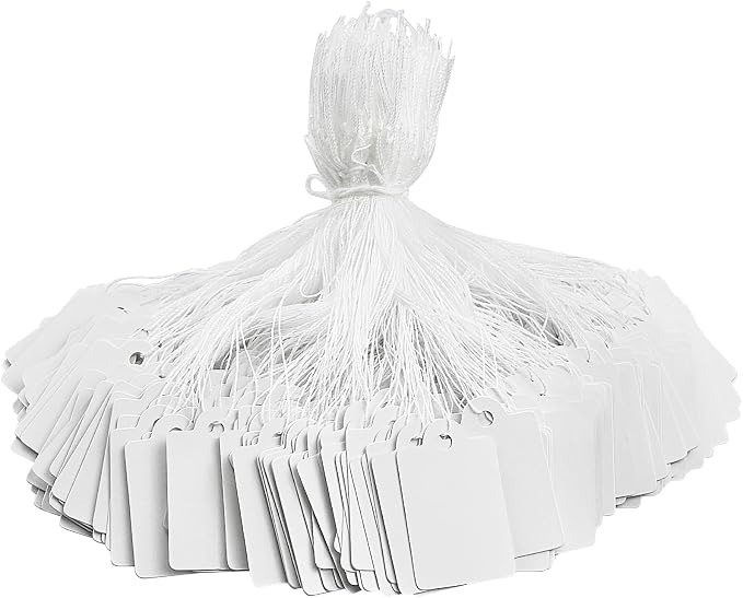 1200 Pack White Price Tags with String Attached Writable Display Labels