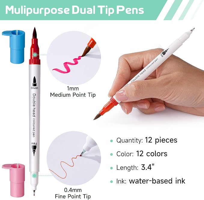 GO2CRAFT Accessories Bundle for Cricut Makers and All Explore Air | 21Pcs Perfect Draw Then Cut Tools, Deep Cut Housing, Replacement Cutting Blades, 12 Colors Dual Tip Pens, Pens Adapters
