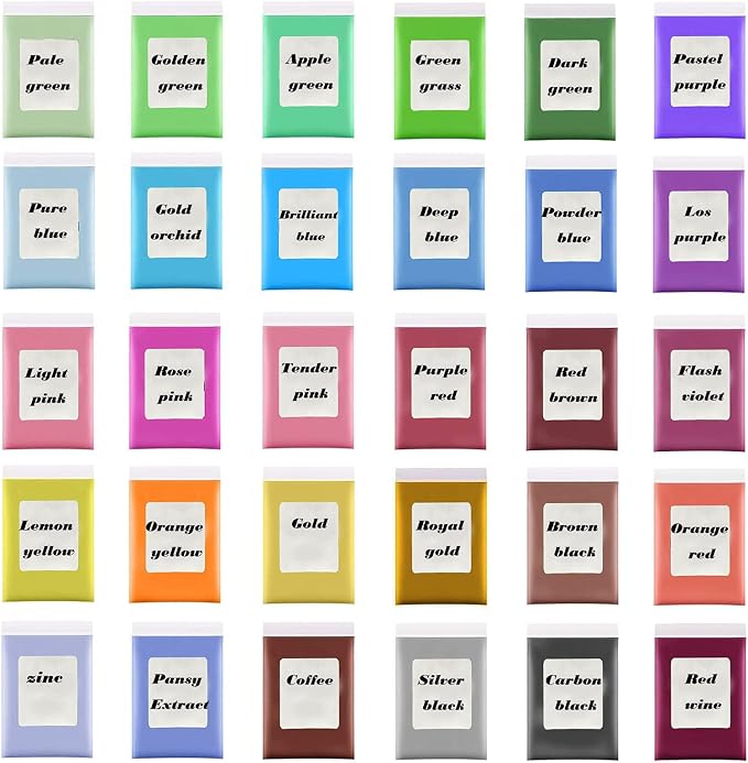 Mica Powder,30 Color Resin Pigment,Natural Cosmetic Grade Mica Powder | For Epoxy Resin/Bath Bombs/Candle/Soap/Lip Gloss/Slime.Soap Making Dye (30 Bag)