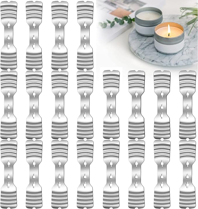 20 pcs Metal Candle Wick Holders, Upgraded Candle Wick Centering Devices, Silver Stainless Steel Candle Wick Holder for Candle Making | Candle Wick Holders;Metal Wick Holders;Wick Holders for Candle Making;Wick Centering Tool;Wick Holders for Candle Ma...