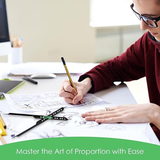 Proportional Divider Artist Drawing Tool, 10" Scale Divider for Artists, Drawing Students, Architects, Designers with Protective Leather Sleeve, Pantograph Drawing Tool - Art Supplies & Drafting Tools