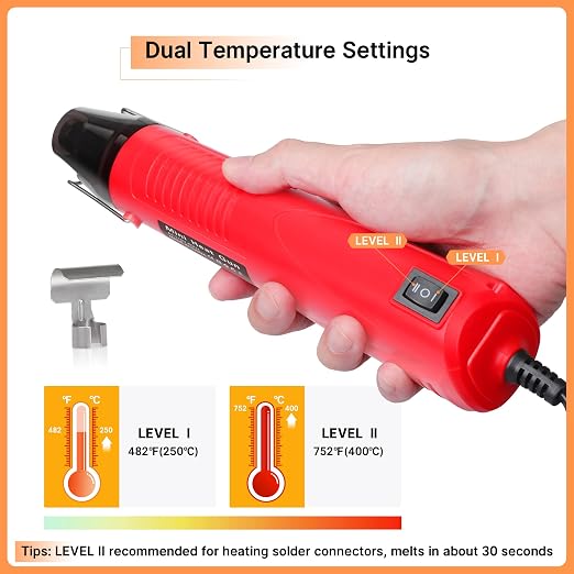 Kuject Mini Heat Shrink Gun Kit, 820PCS Solder Seal Wire Connectors & Heat Shrink Tubing Kit, Waterproof Heat Shrink Wire Connectors Kit with 482~752°F Heat Gun for Marine Automotive Wiring, AWG26-10